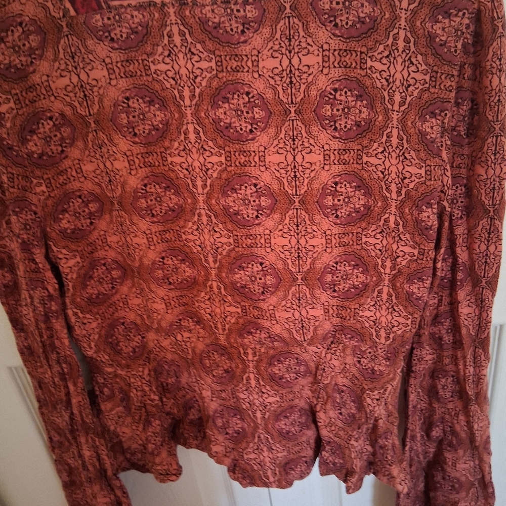 Free People Bohemian Red Patterned Women's Top - Picture 3 of 7